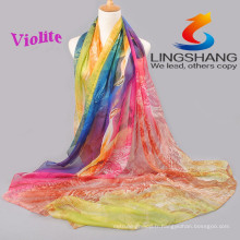 Lingshang 2015 dernières créations pour dames nouvelle mode robe fleur écharpe foulard chiffon châle écharpe magique pashmina